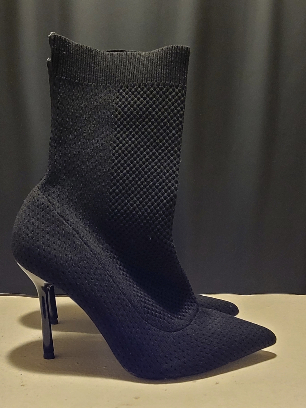 ZARA Trafaluc Women’s Black Sock Ankle Boots Pointed Toe Pull-On EU 37